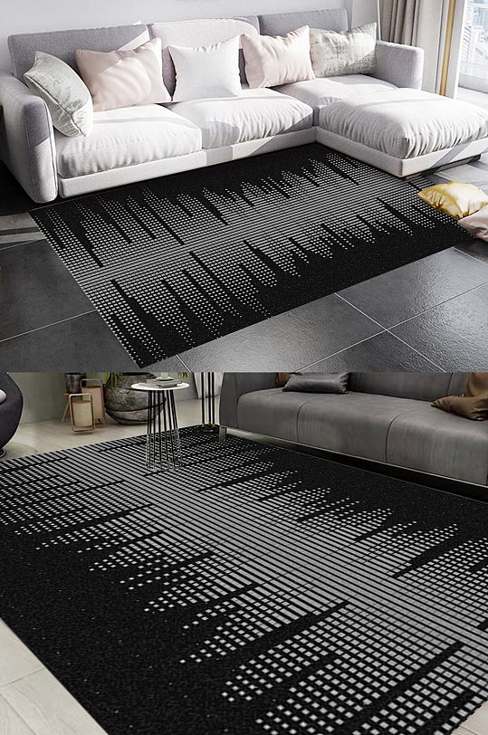 北欧风黑色简约地毯图案-众图网