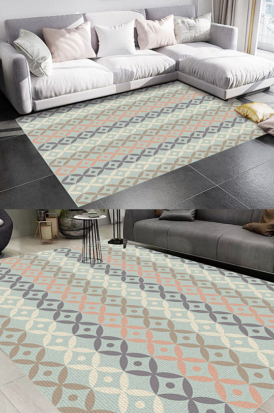 北欧风莫兰迪色系地毯图案-众图网