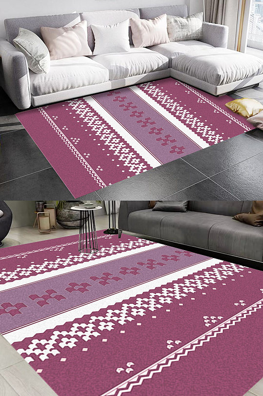 北欧民族风格几何地毯图案-众图网