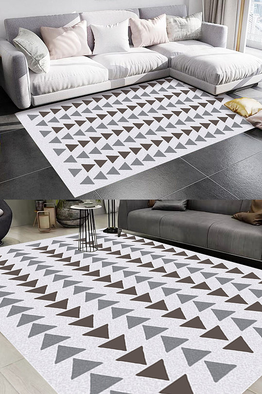 北欧几何拼图风格地毯图案-众图网