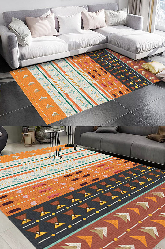 北欧几何民族风格地毯图案-众图网