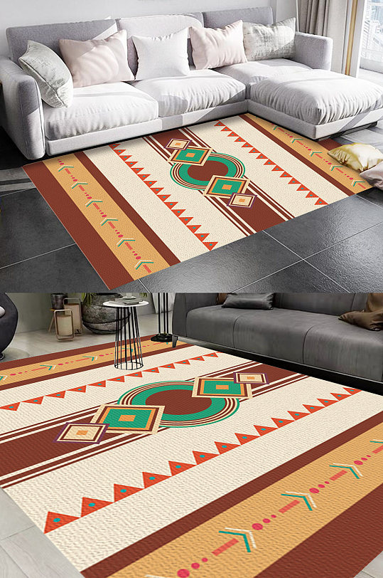 北欧莫兰迪风格地毯图案-众图网