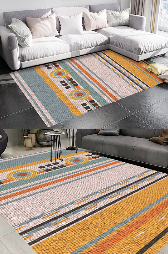 色彩北欧民族风格地毯图案-众图网