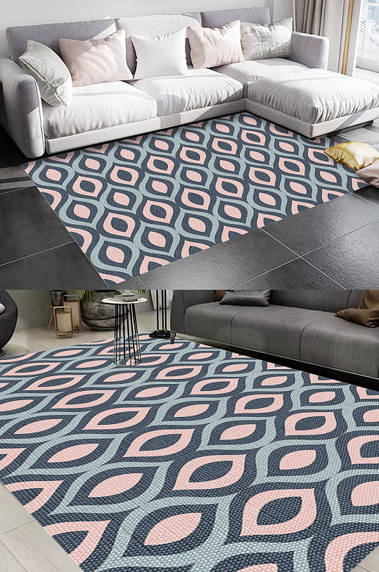 北欧几何风格地毯图案-众图网