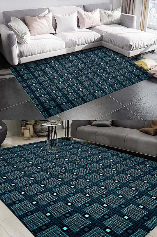绿色块拼接风格地毯图案-众图网