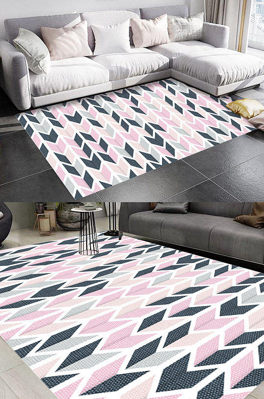 美式印花纹理风格地毯图案-众图网