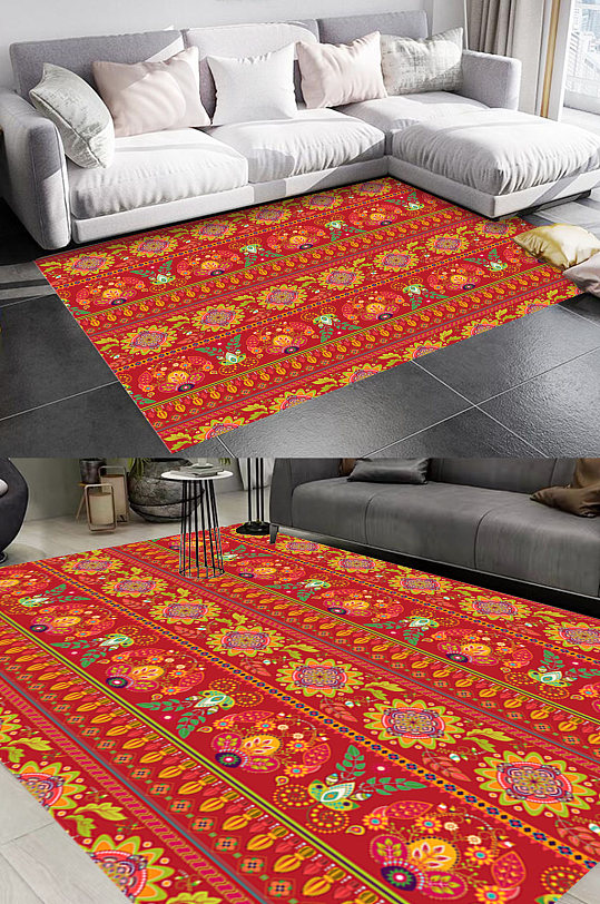 波西米亚风格地毯图案-众图网