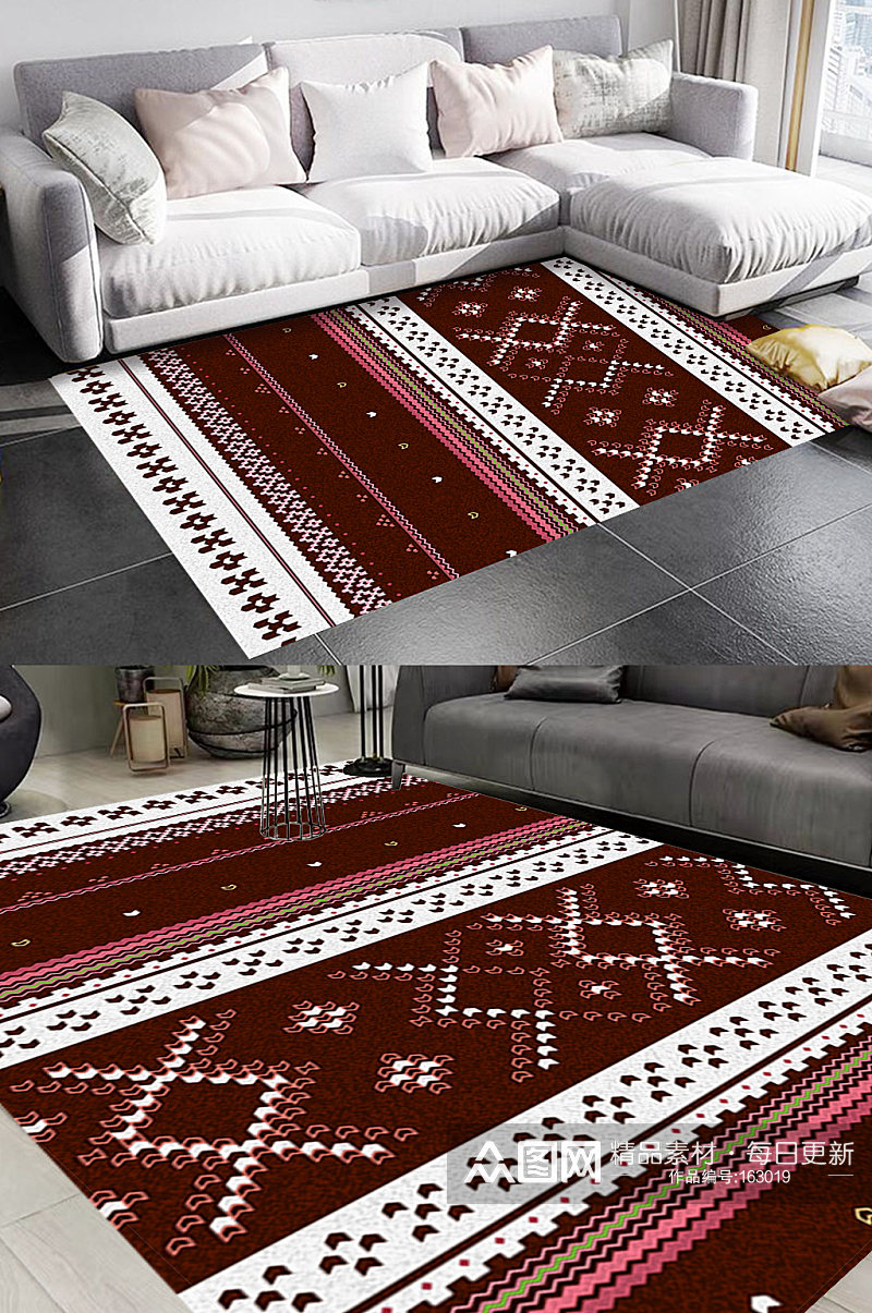 红丝绒摩洛哥风格地毯图案素材