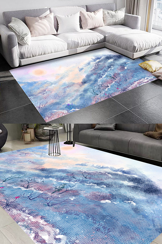 抽象油画风格地毯图案-众图网