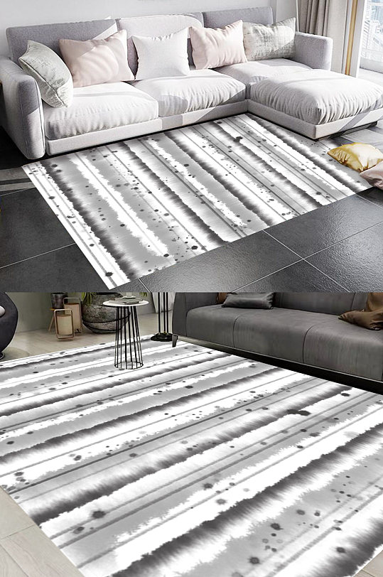 水墨泼墨中式风格地毯图案-众图网