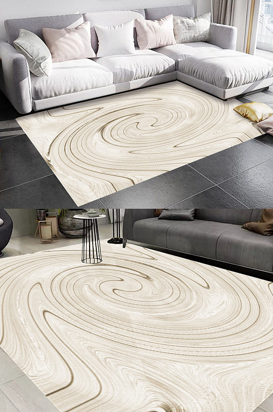 现代简约漩涡风格地毯图案-众图网