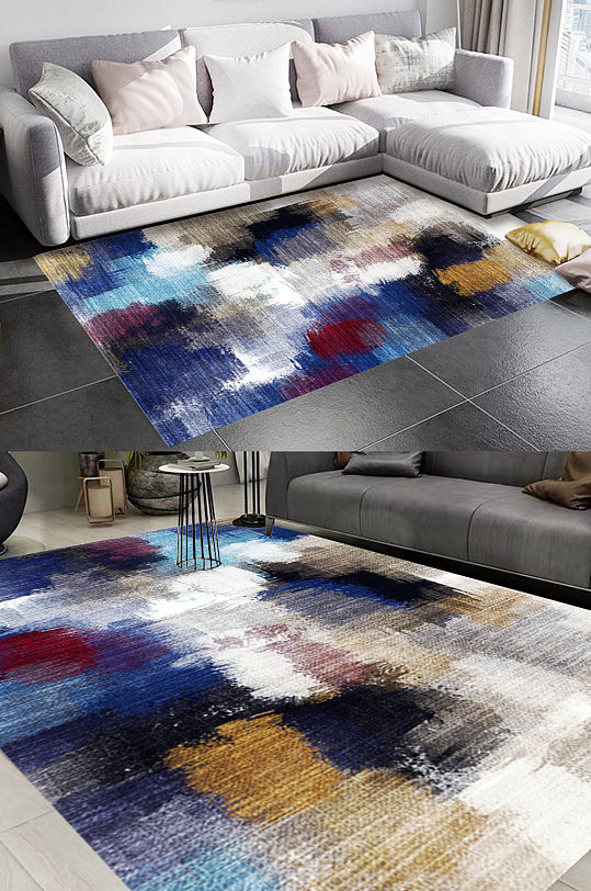 抽象油画风格地毯图案-众图网