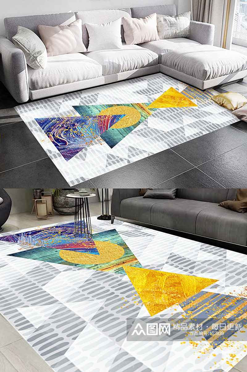 几何三角形风格地毯图案素材