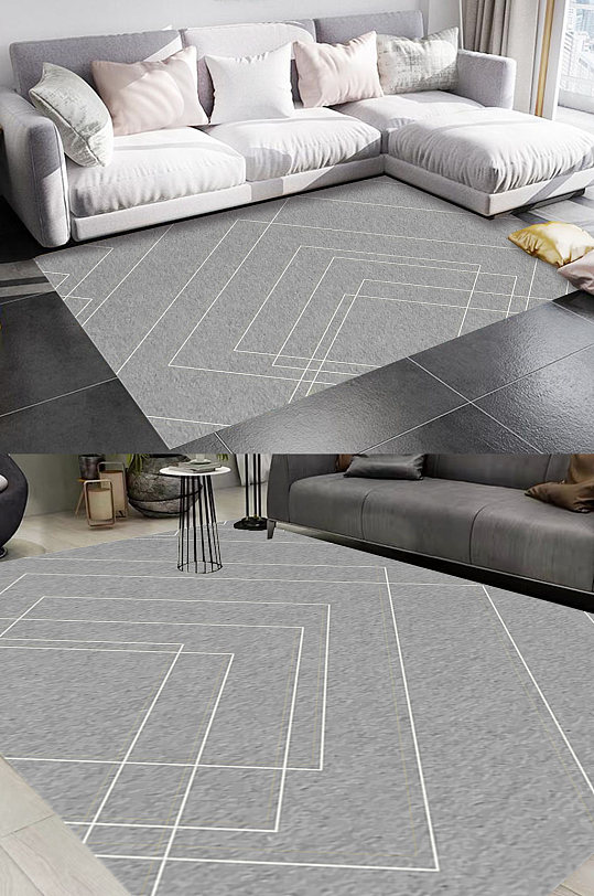 灰色线条几何风格地毯图案-众图网