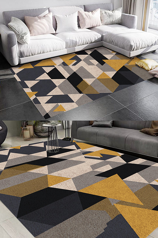 几何三角形风格地毯图案-众图网
