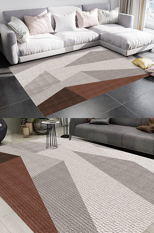 莫兰迪灰色系风格地毯图案-众图网