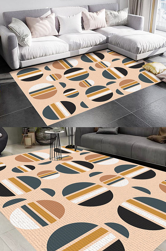 北欧圆圈风格地毯图案-众图网