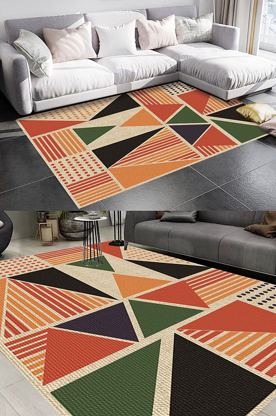 几何拼接风格地毯图案-众图网