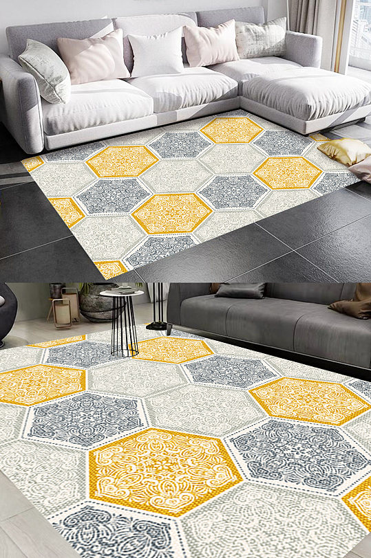 足球六边形风格地毯图案-众图网