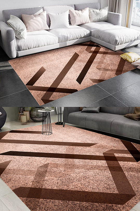 棕褐色风格地毯图案-众图网