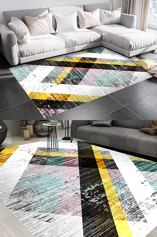 苏格兰格子风格地毯图案-众图网