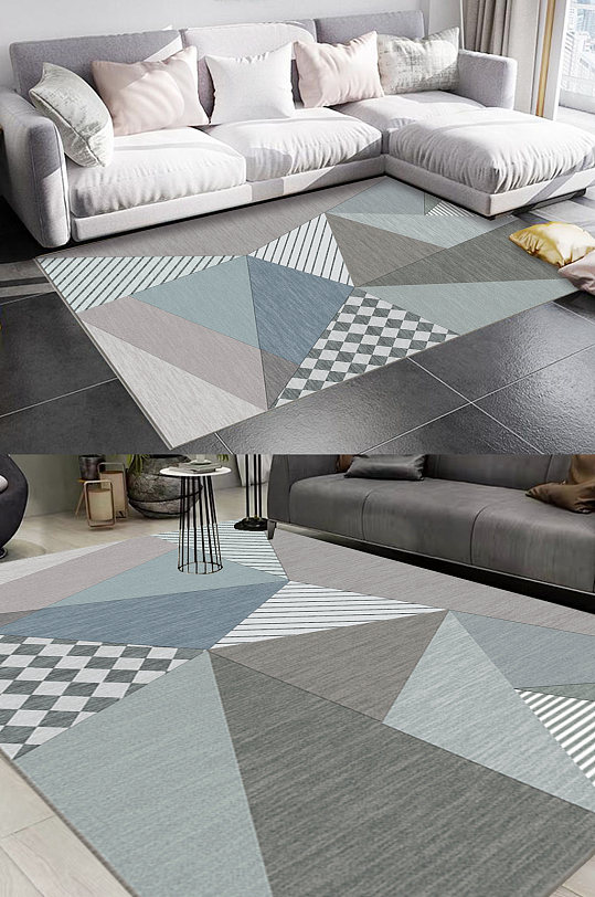 莫兰迪色风格地毯图案-众图网