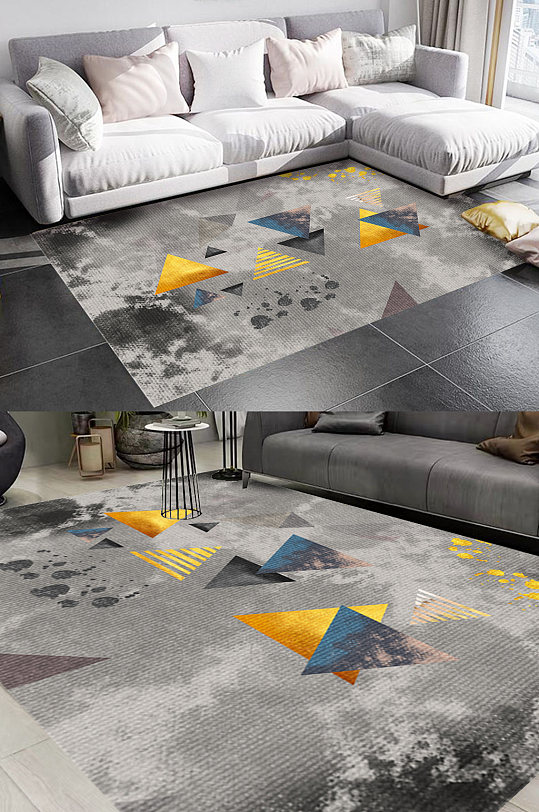 几何三角形风格地毯图案-众图网