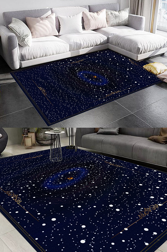 欧式星空金边风格地毯图案-众图网
