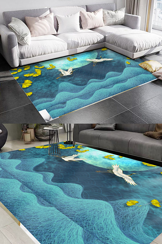 新中式现代风格地毯图案-众图网