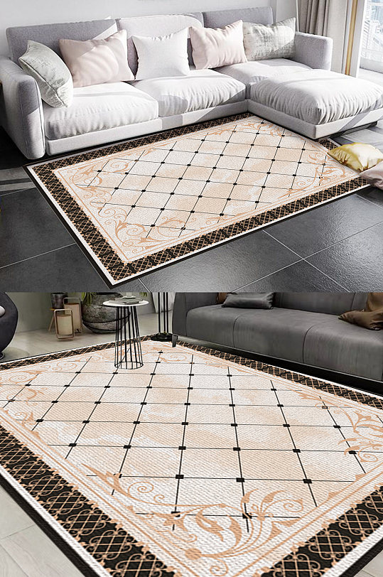 北欧软包风格地毯图案-众图网