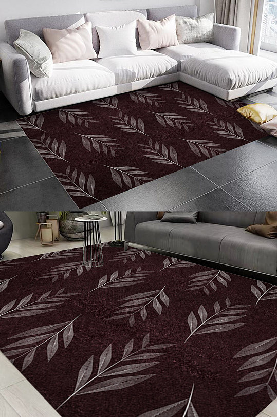 棕色树枝风格地毯图案-众图网