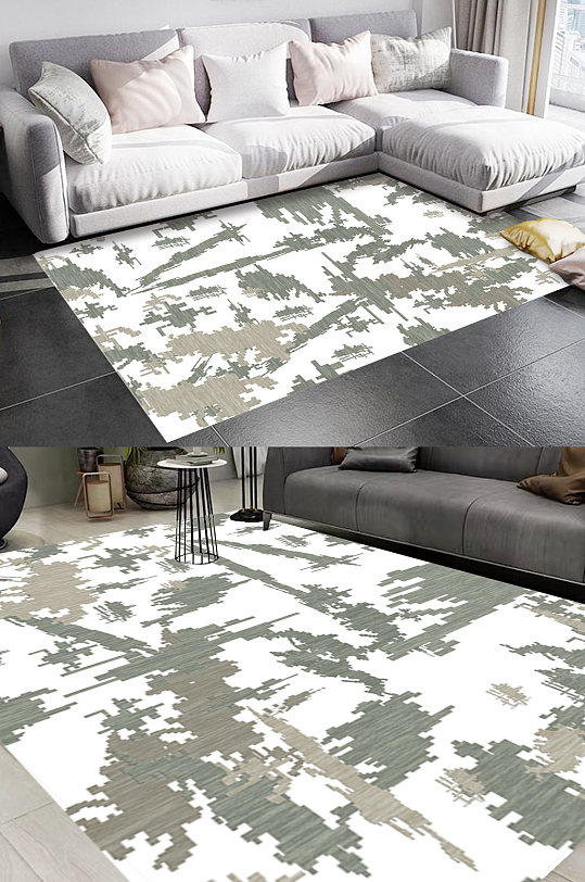现代简约抽象风格地毯图案-众图网