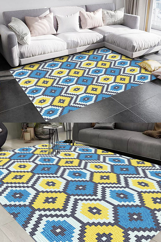 北欧六边形风格地毯图案-众图网