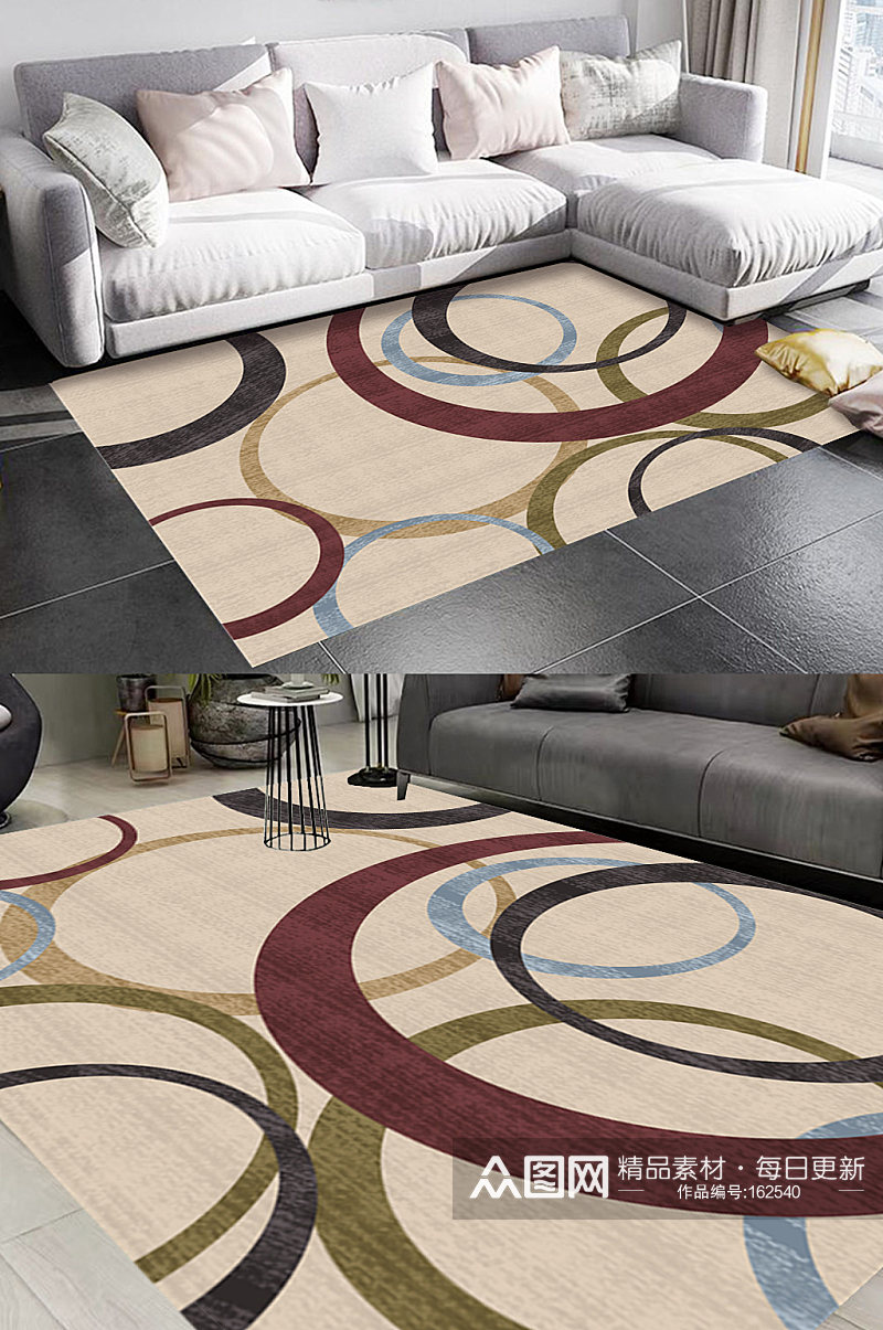 圆形米色风格地毯图案素材