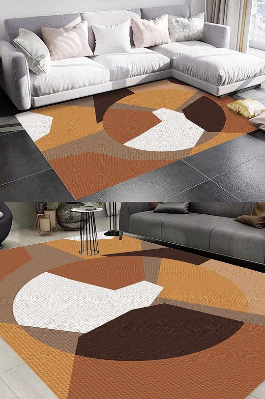 大地色圆形风格地毯图案-众图网