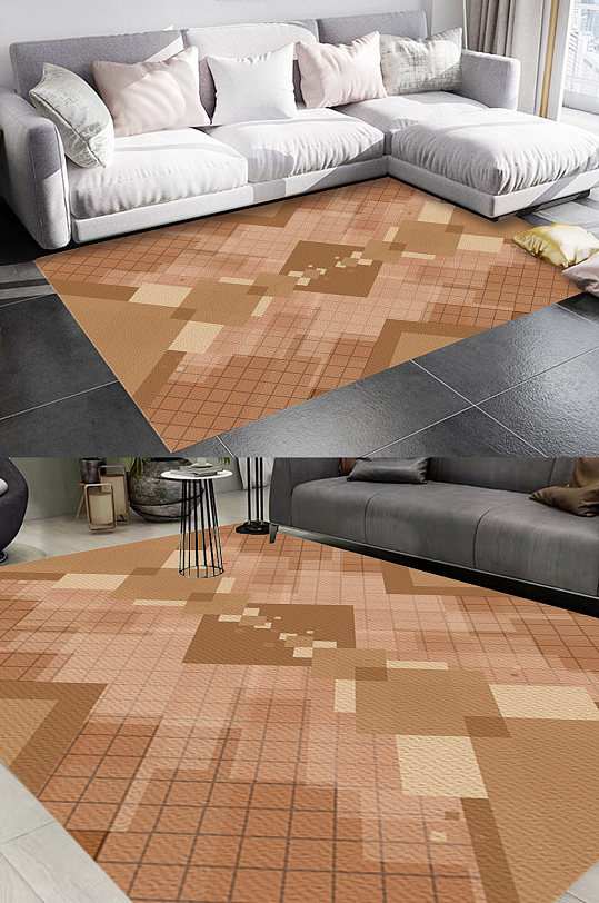 几何大地色风格地毯图案-众图网