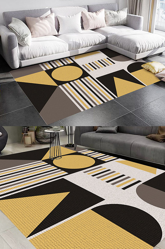 几何拼图风格地毯图案-众图网