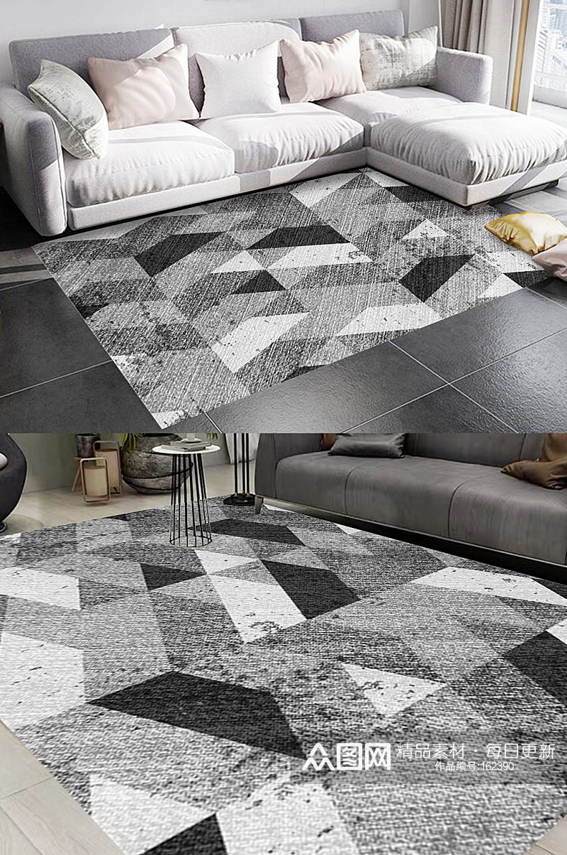 灰色纹理砖块风格地毯图案素材
