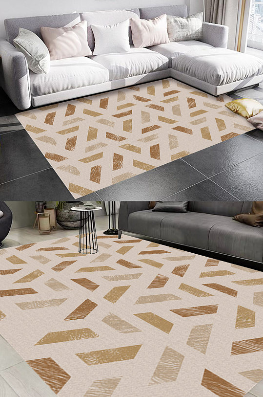 北欧手绘线条风格地毯图案-众图网