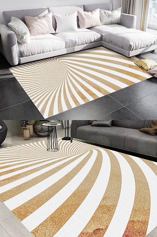 黄色北欧风格地毯图案-众图网