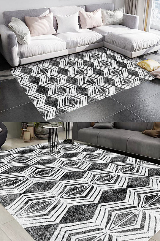 灰色几何图形风格地毯图案-众图网