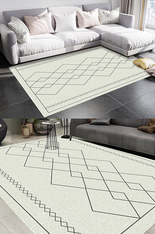 菱形几何简约风格地毯图案-众图网