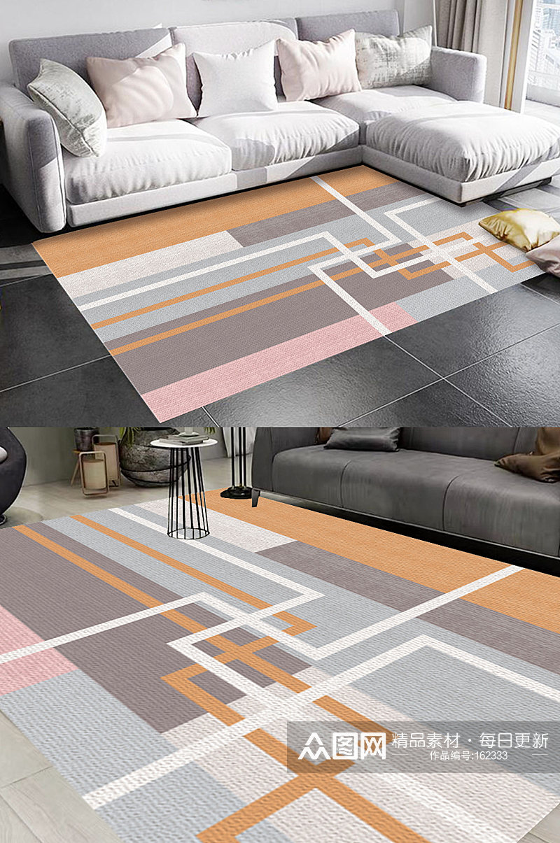 北欧莫兰迪风格地毯图案素材
