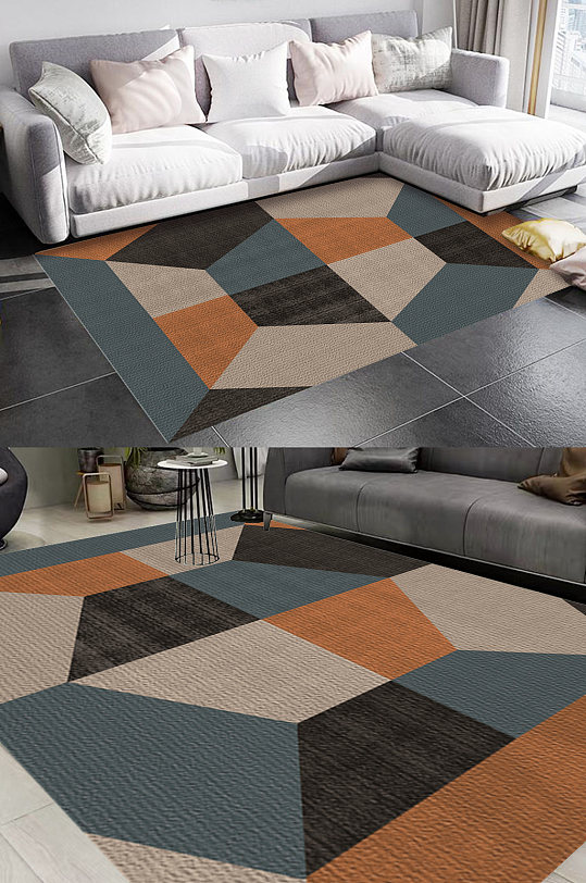 拼接色块风格地毯图案-众图网