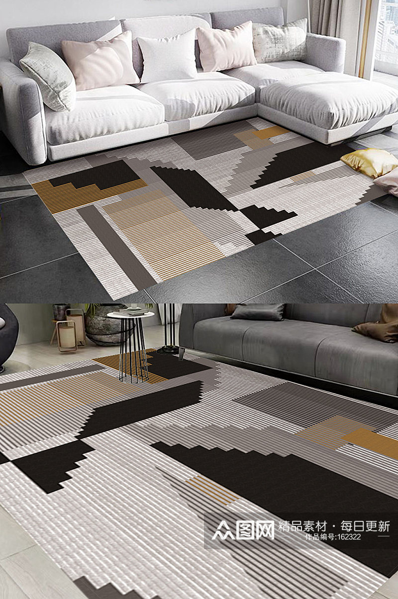 几何莫兰迪风格地毯图案素材