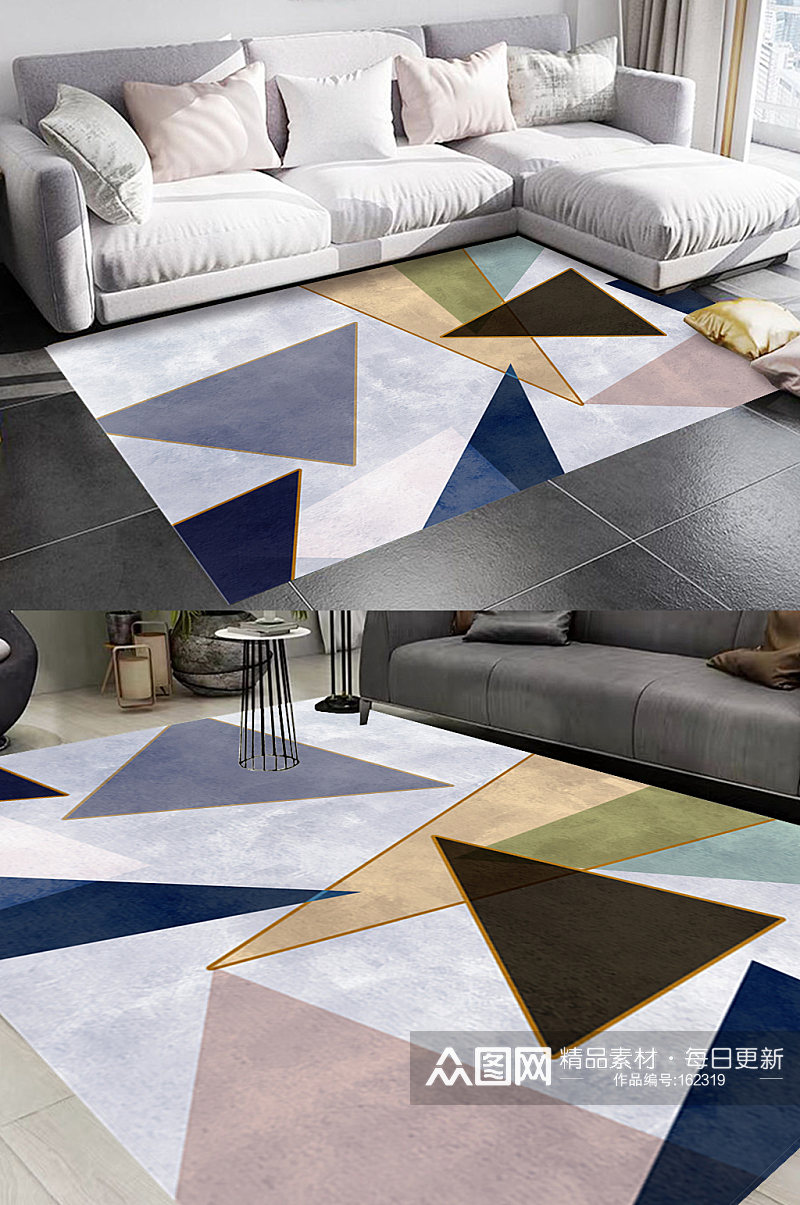 三角形拼接风格地毯图案素材