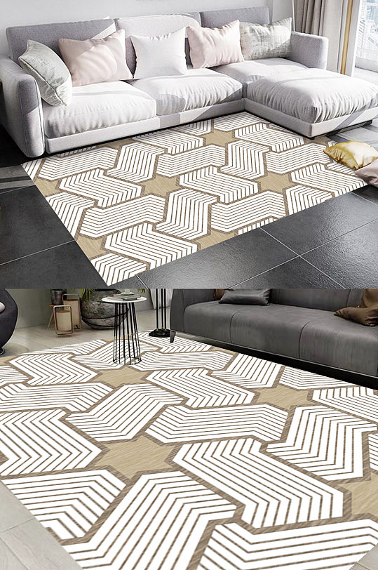 简约编织线条风格地毯图案-众图网