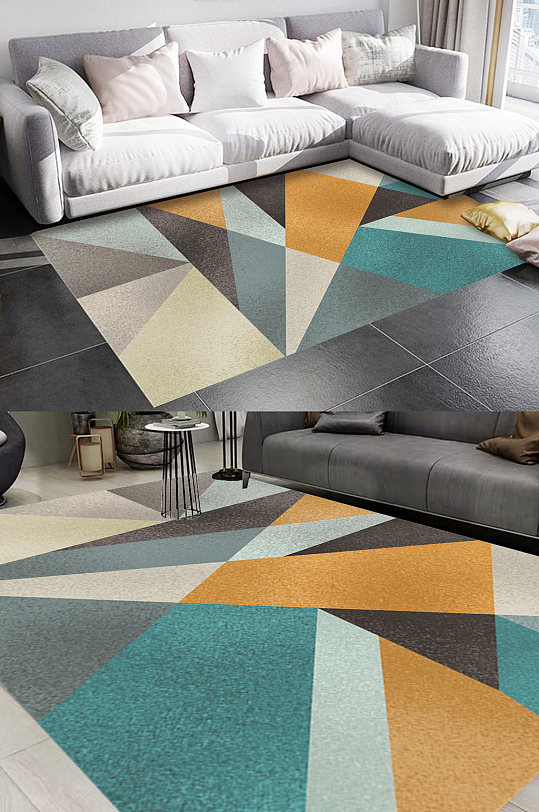 几何拼图现代风格地毯图案-众图网