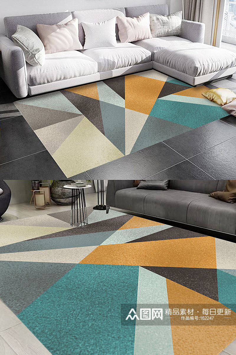 几何拼图现代风格地毯图案素材