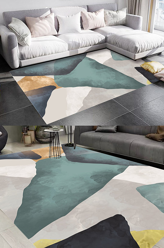 北欧清新色块风格地毯图案-众图网